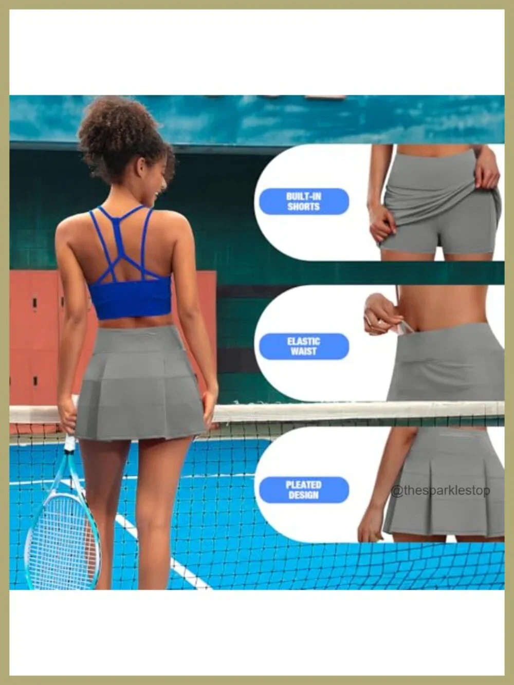 Pleated Tennis Skort with Shorts High Waist Athletic Skirt with Pockets